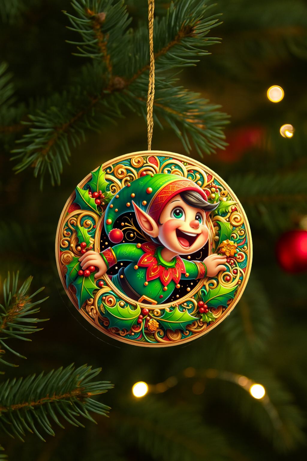 Festive Elf Christmas Ornament