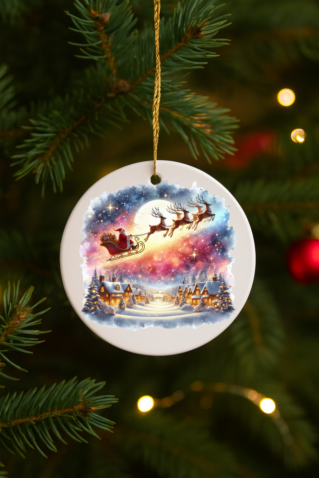 Christmas Santa Sleigh Ornament