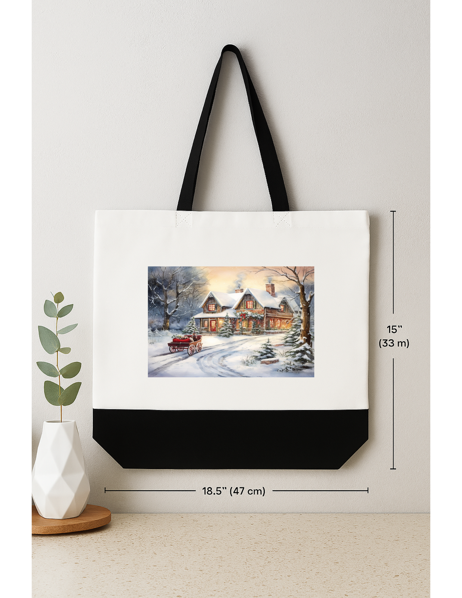 Winter Cottage Canvas Tote Bag