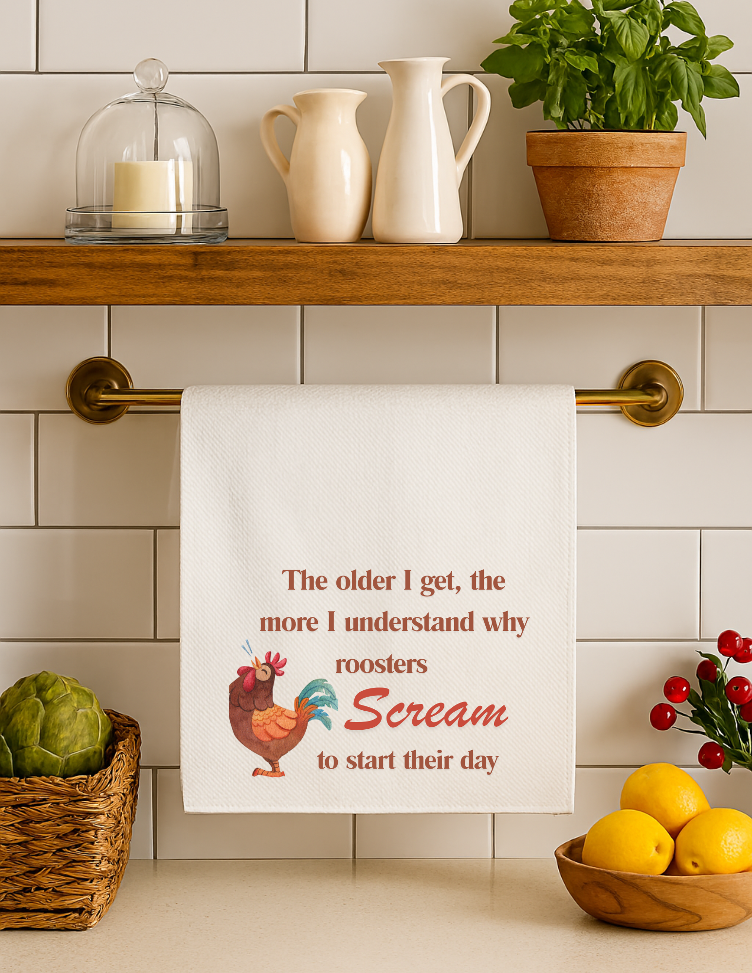 Funny Rooster Kitchen Towel