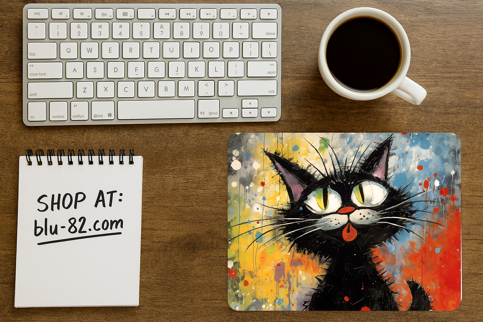Colorful Cat Art Mouse Pad