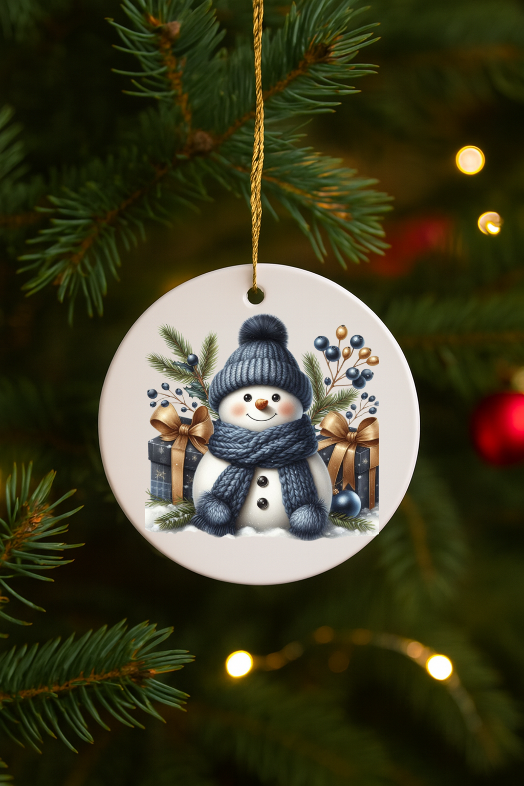 Blue Snowman Christmas Tree Ornament