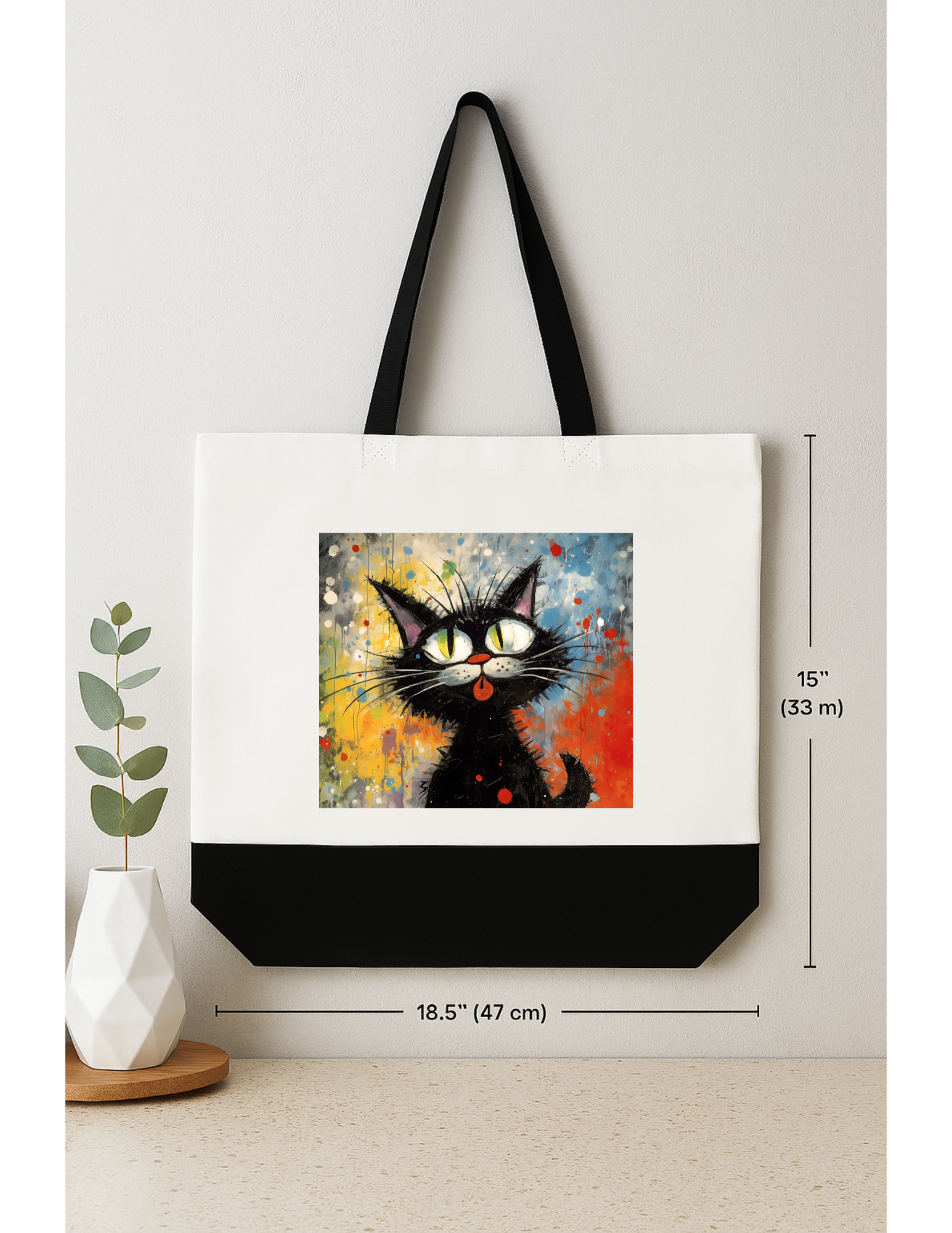 Artistic Black Cat Tote Bag