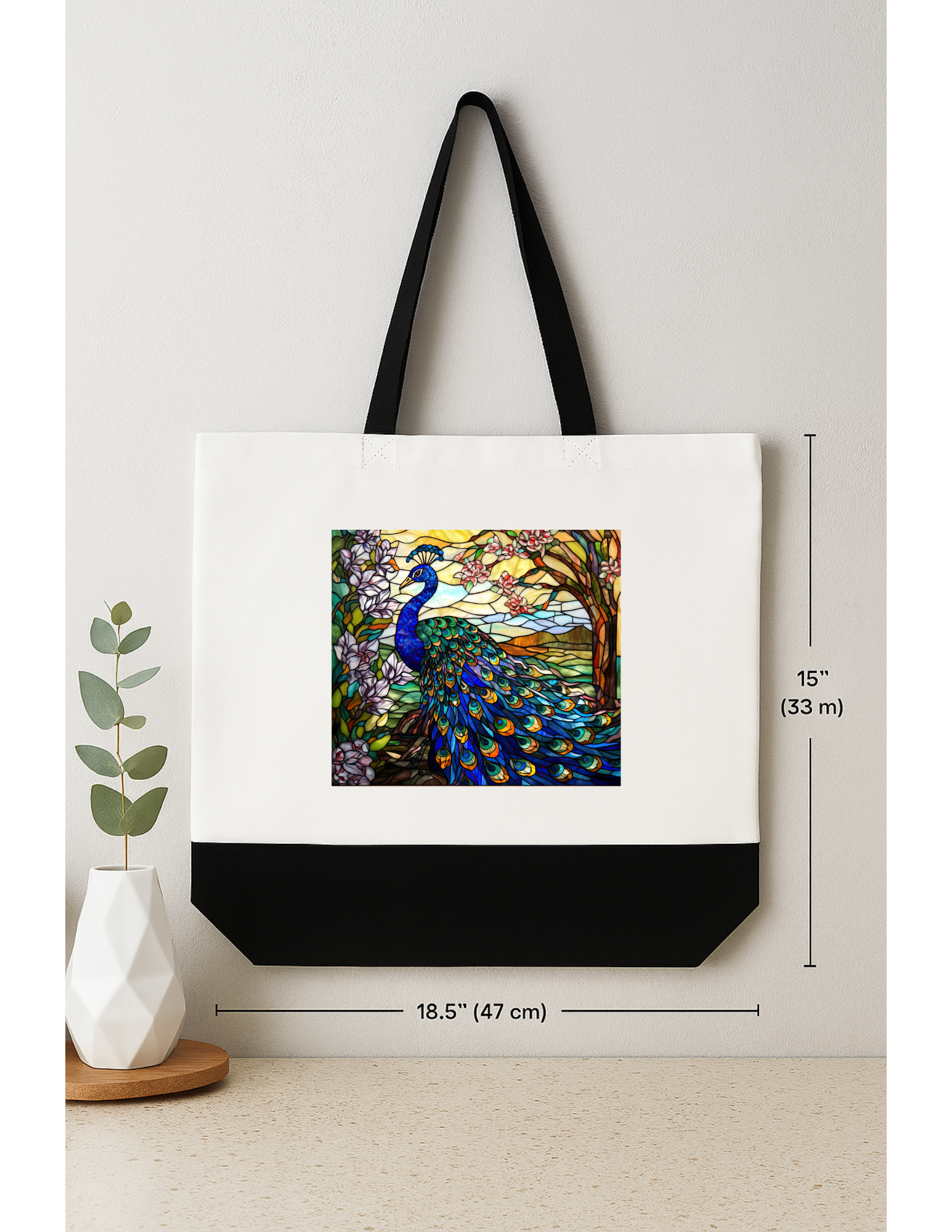 Peacock Art Canvas Tote Bag