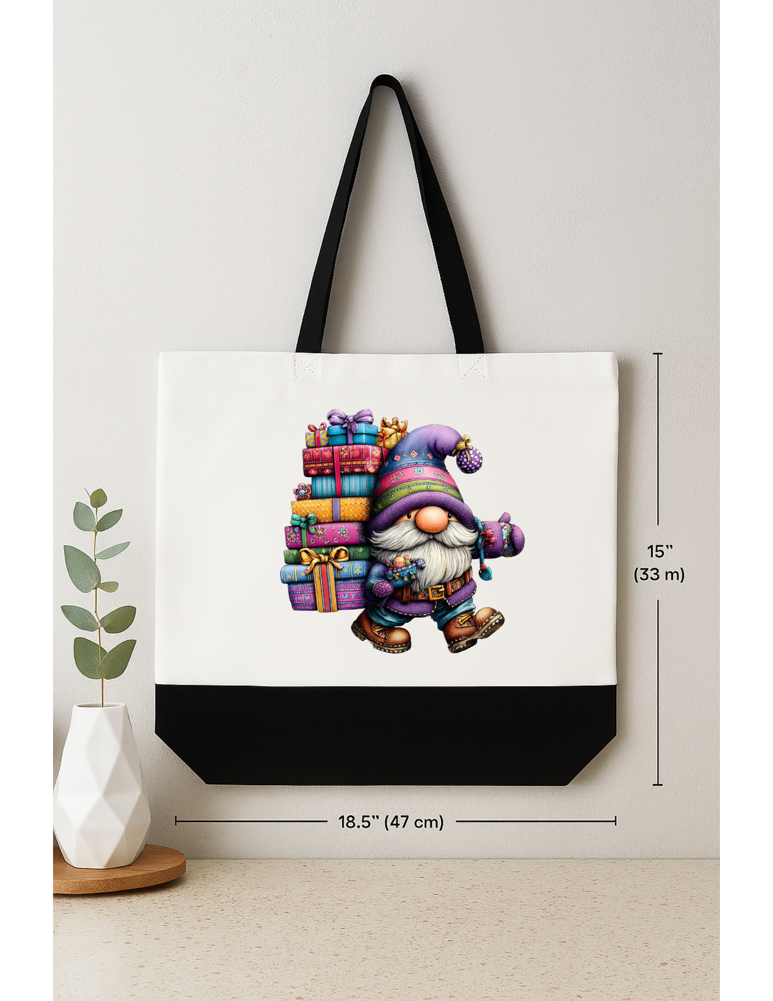Purple Christmas Gnome Tote Bag