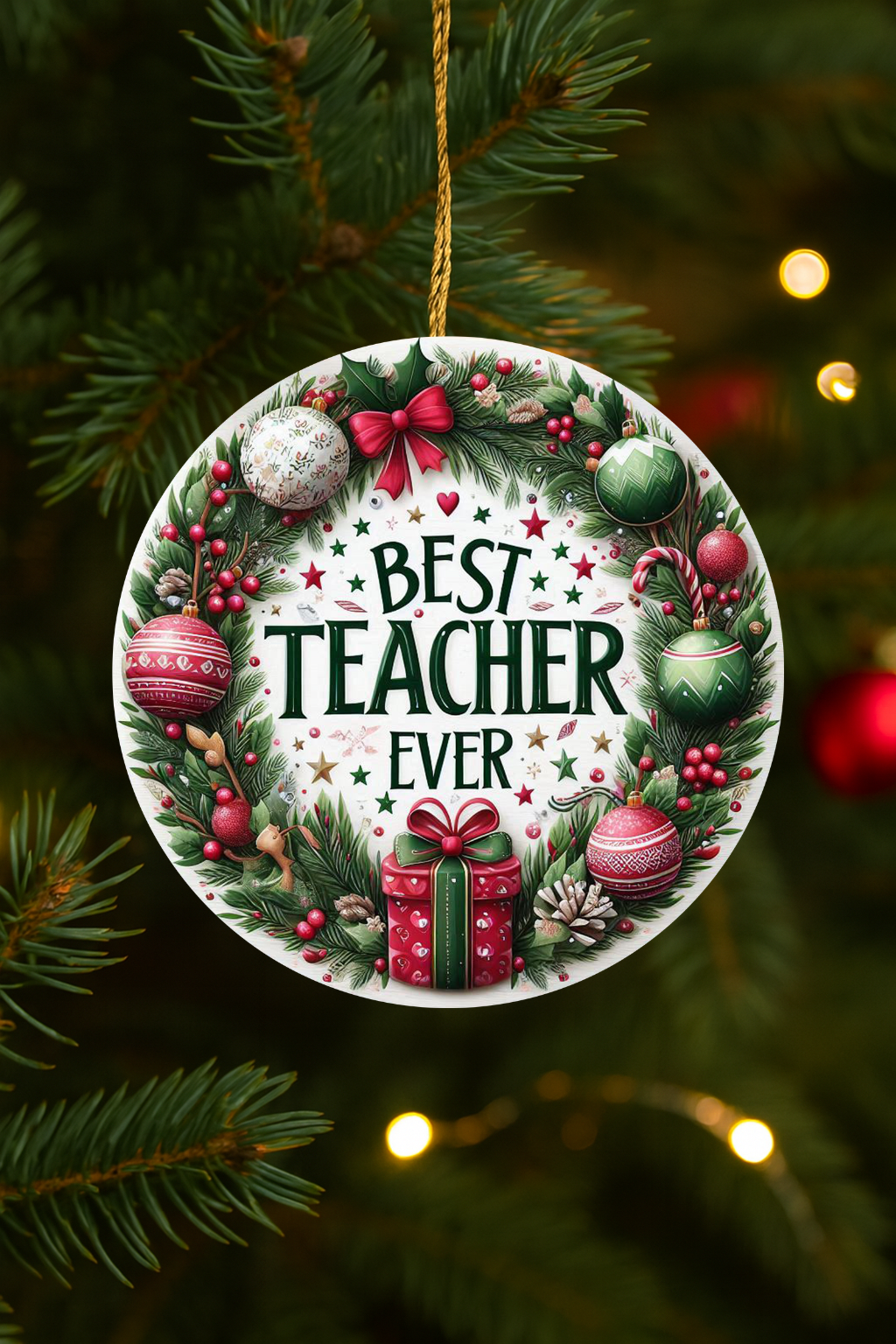 Best Teacher Ever Christmas Ornament