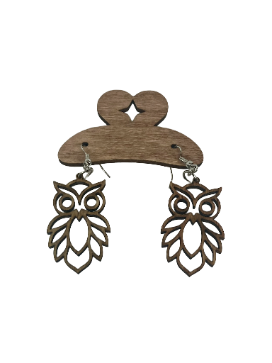 Owl-shaped Wooden Earrings