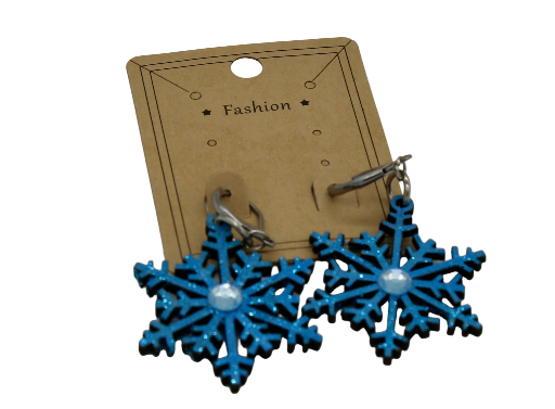 Blue Laser-cut Snowflake Earrings