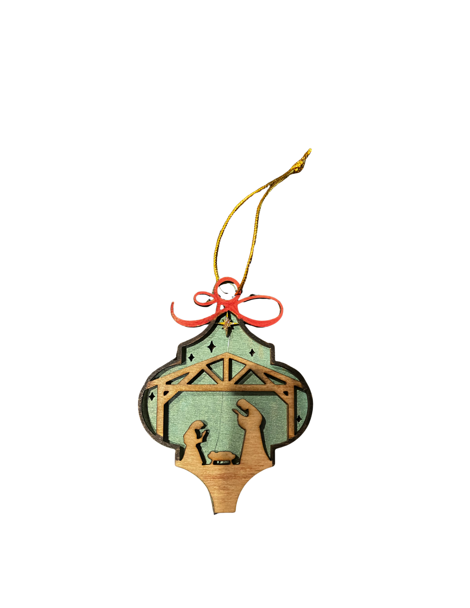 Wooden Nativity Scene Christmas Ornament