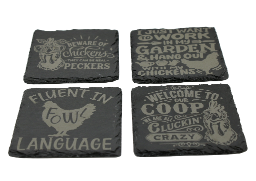 Funny Chicken-Themed Slate Coasters