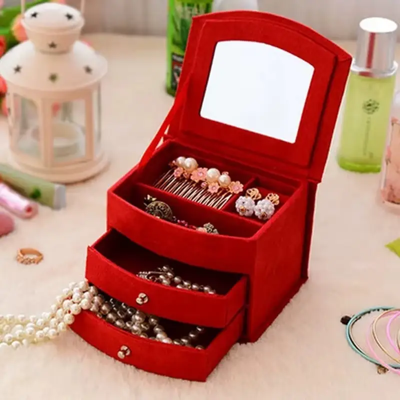 Boîte à Bijoux Velours Rouge Ou Violet