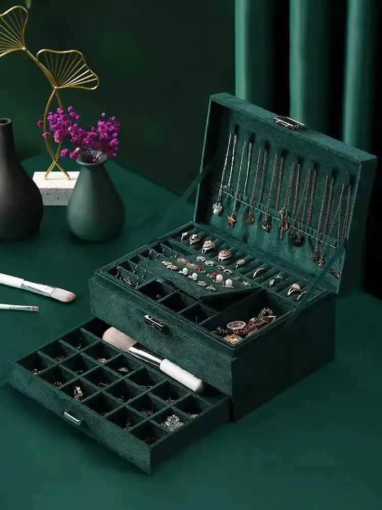 Boîte à Bijoux Velours 2 Étages 