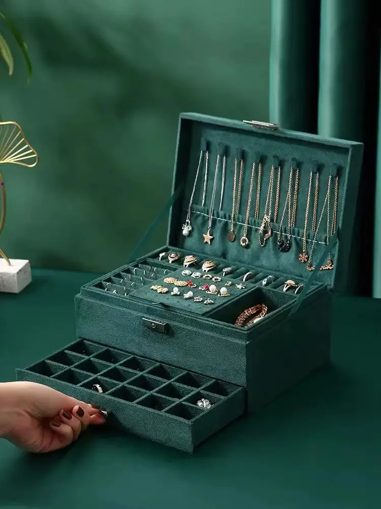 Boîte à Bijoux Velours 2 Étages 