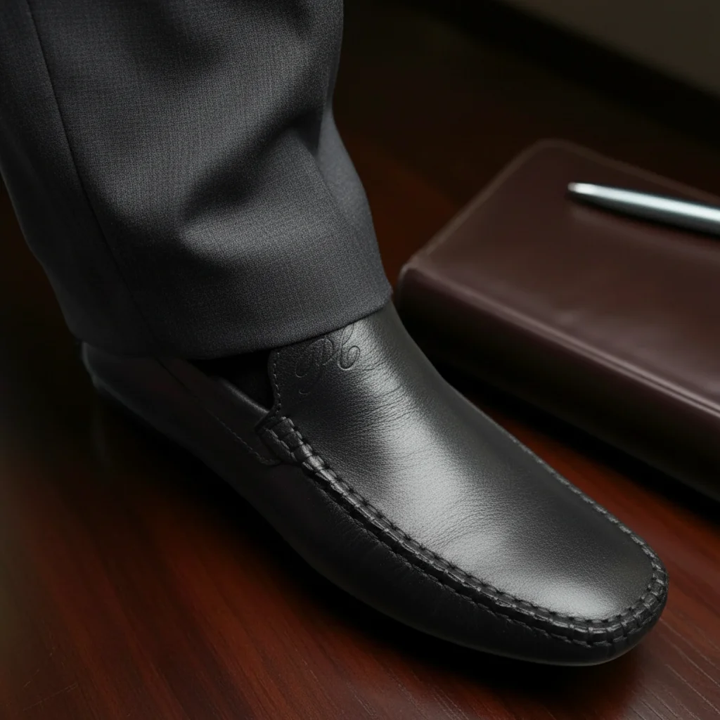 Men's Black Leather Loafers