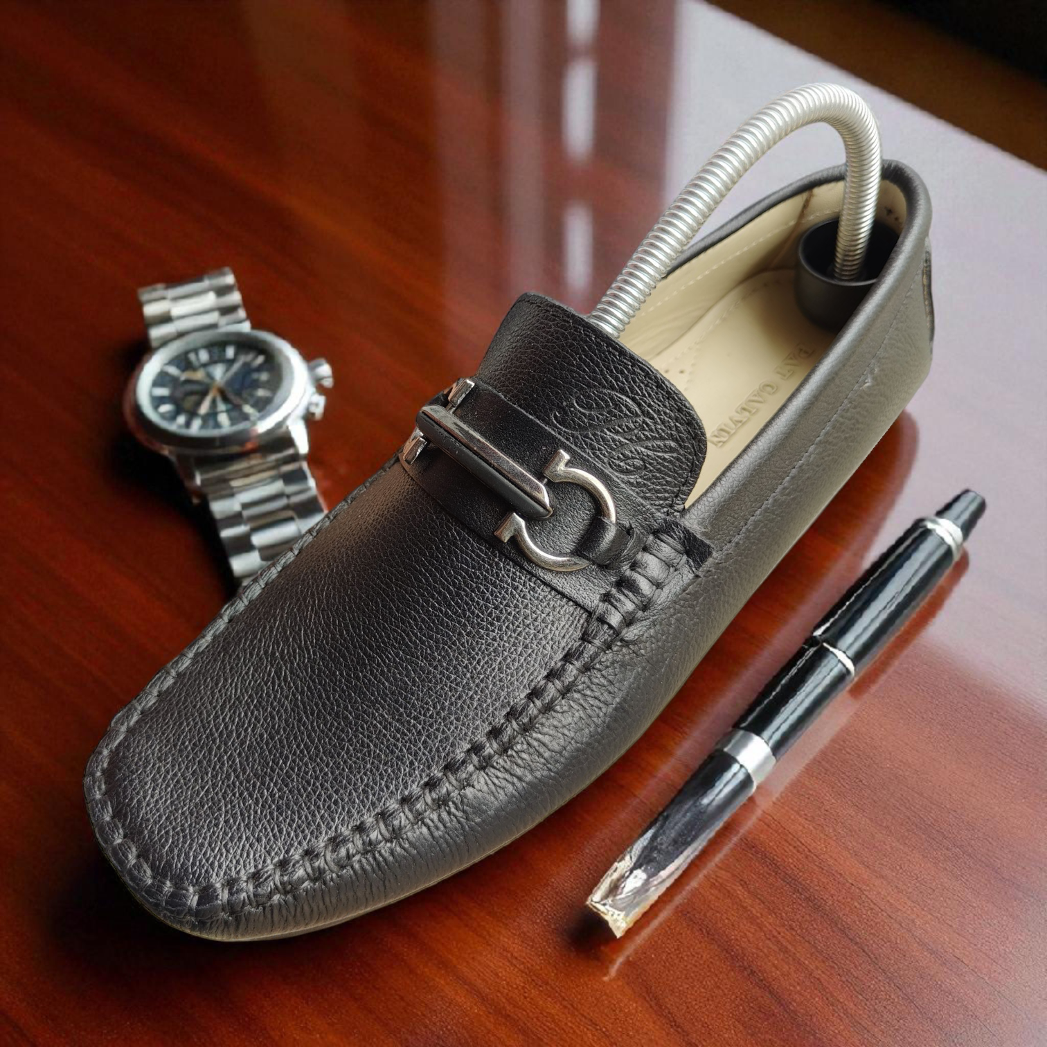 Men's Black Leather Loafer