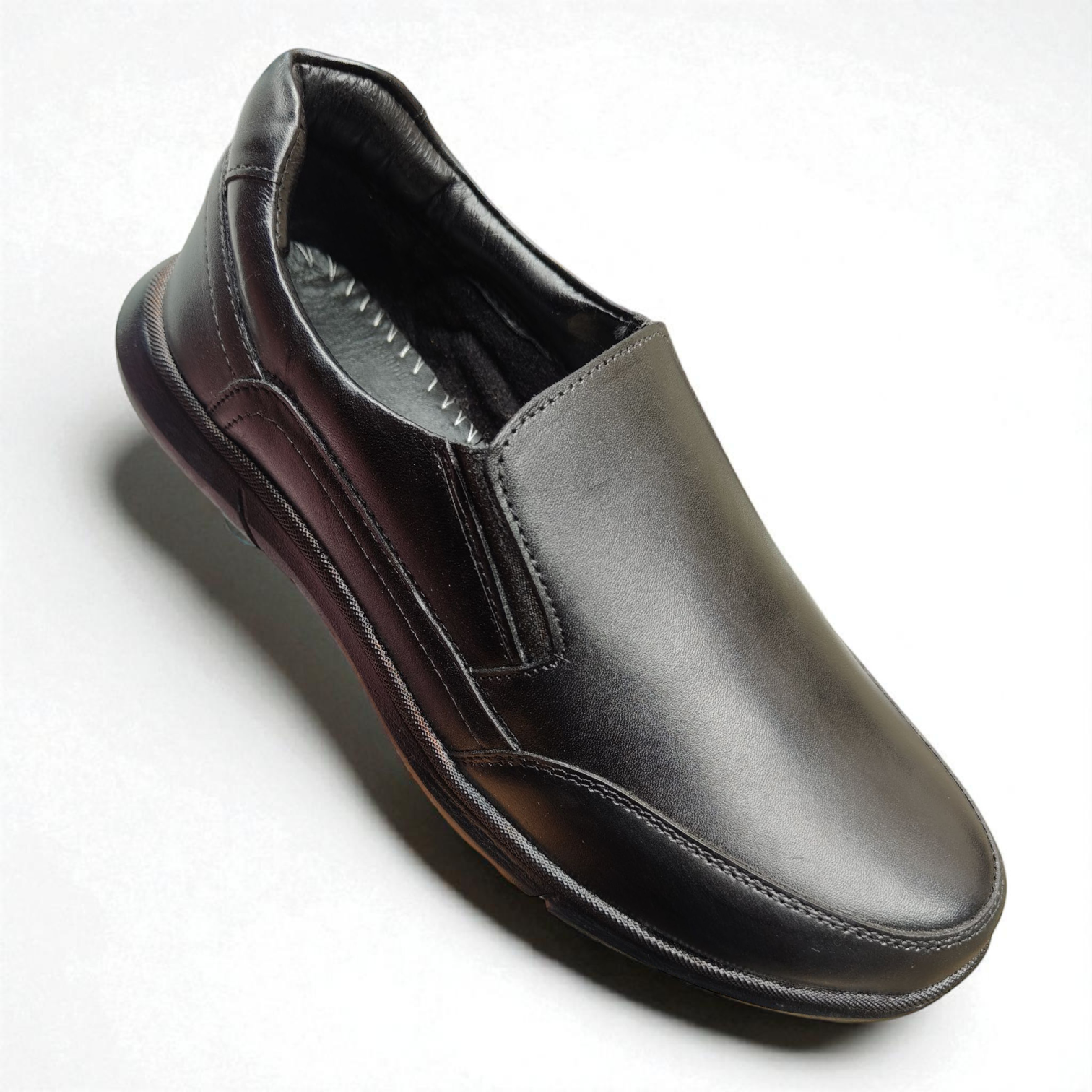 Black Leather Slip-On Shoe