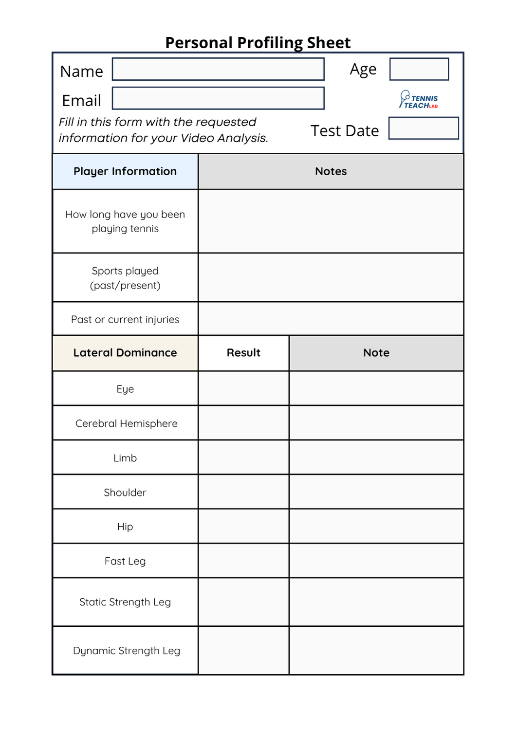 Personal Profiling Sheet
