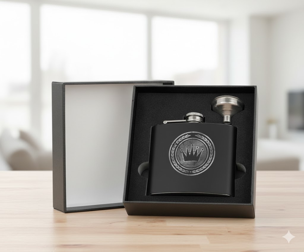 Elegant Black Flask Gift Set