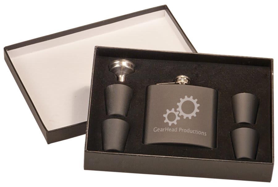 Elegant Black Flask Gift Set