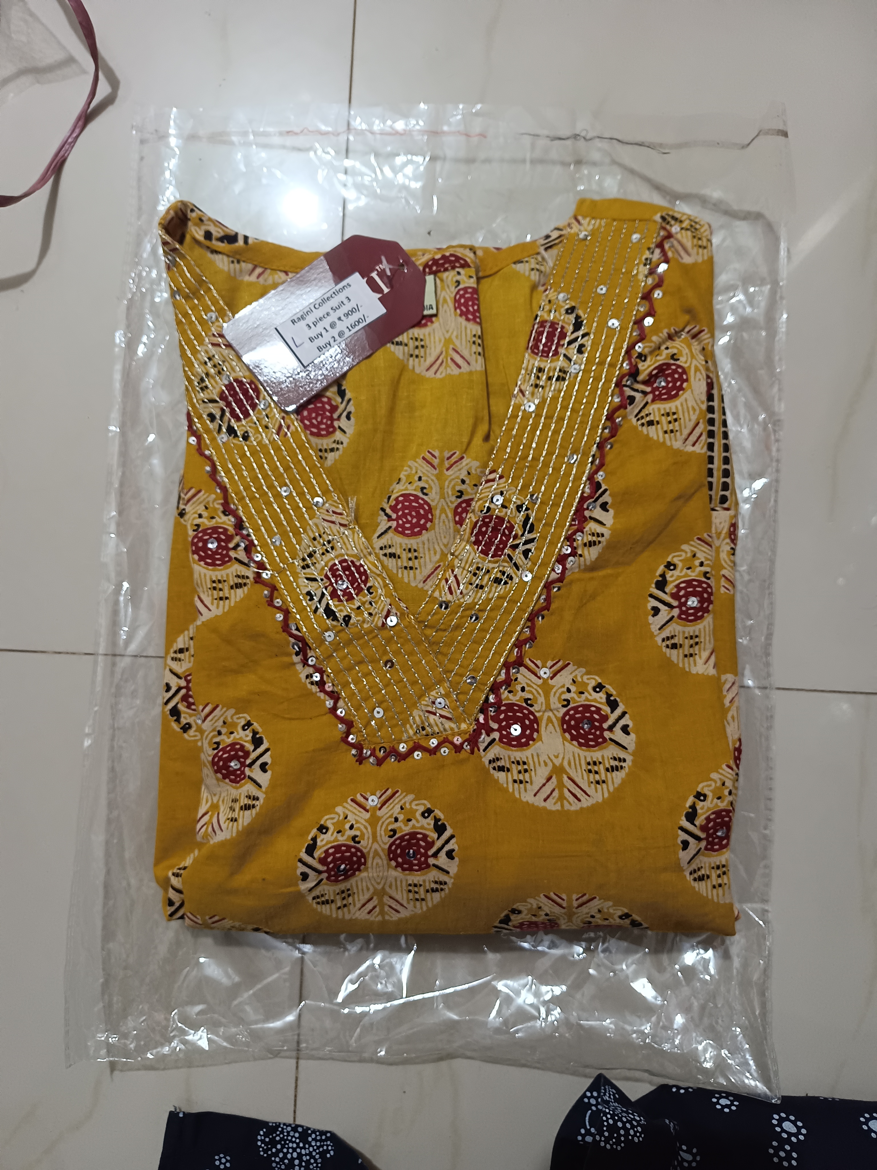 Yellow Printed Kurti
