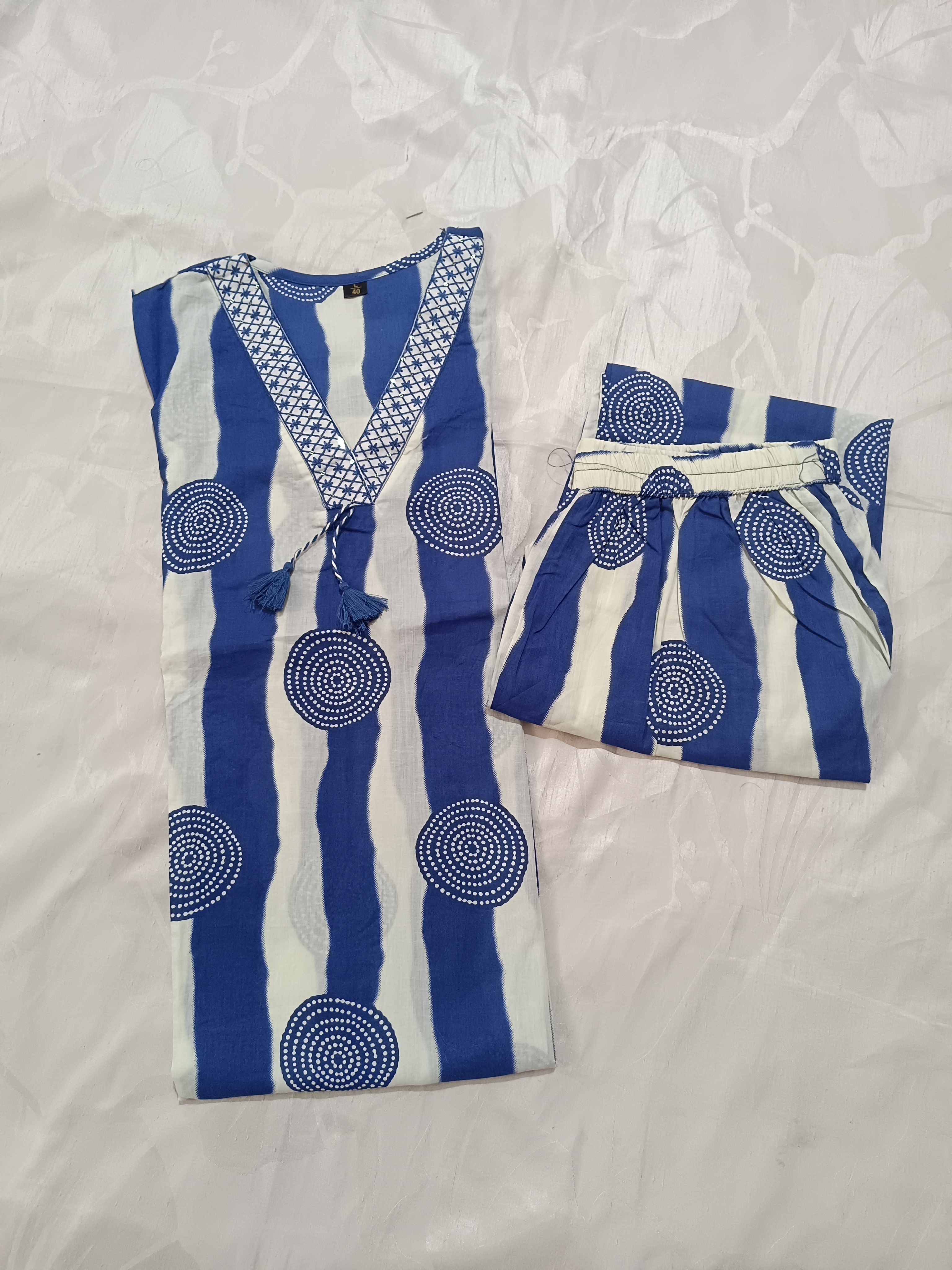 Blue and White African Print Dress