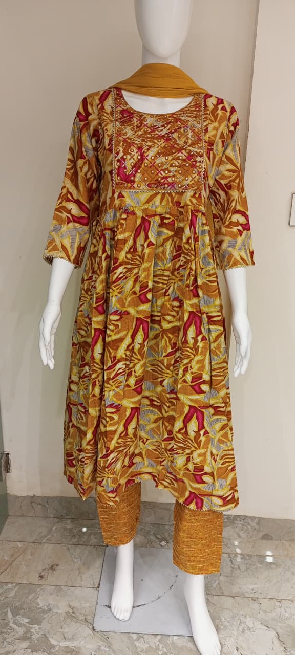 Floral Printed Cotton Kurta Set