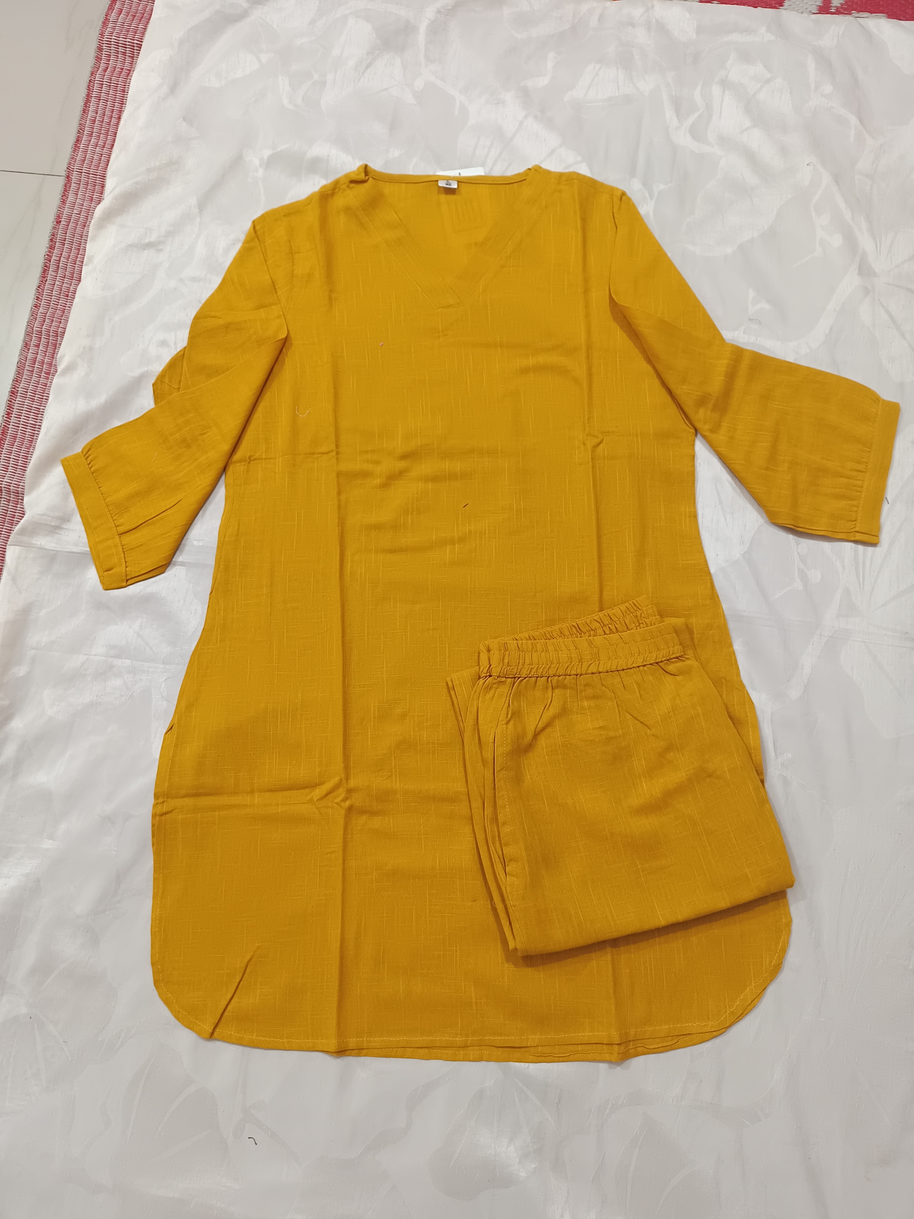 Yellow Cotton Kurti Set