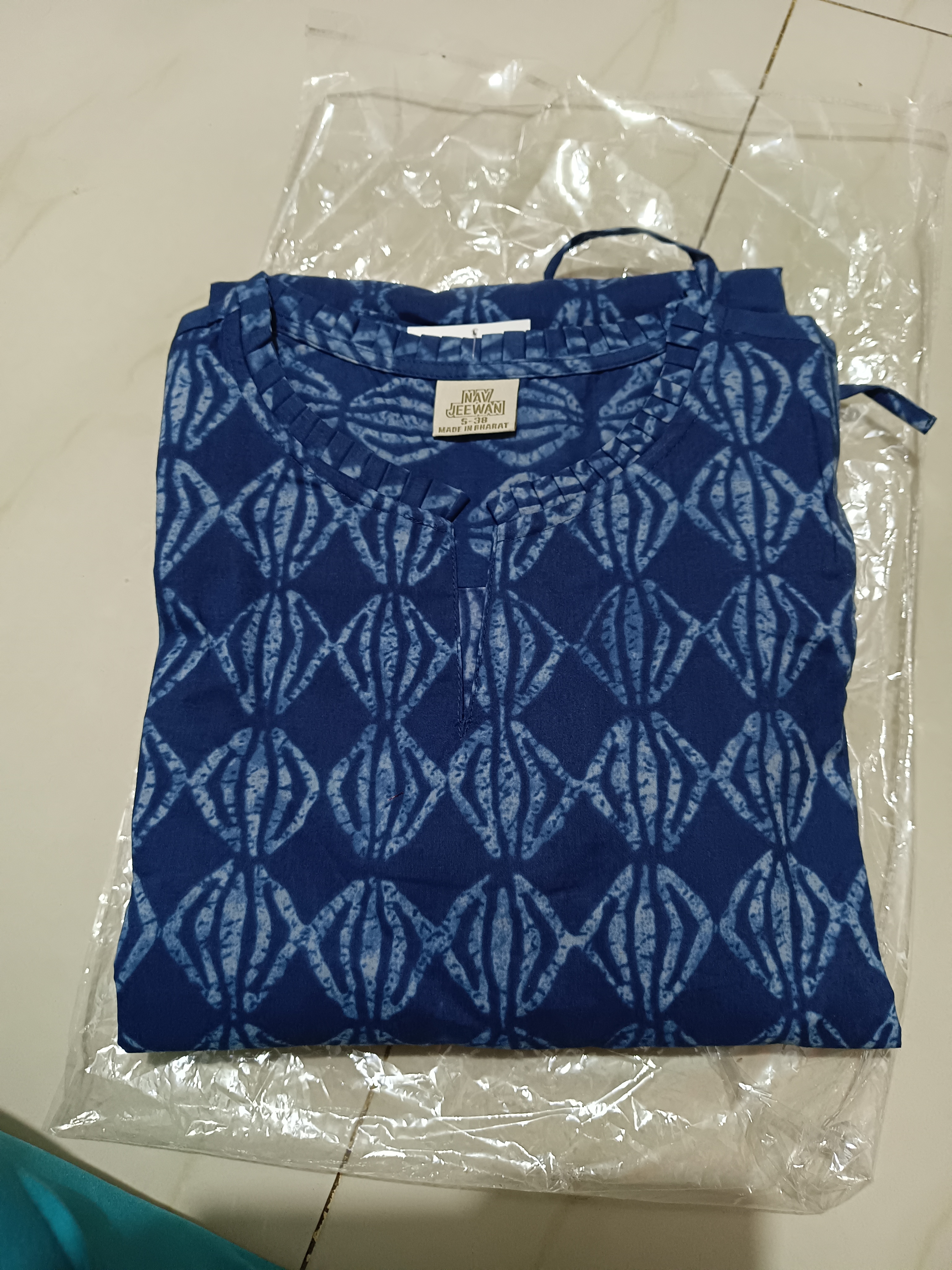 Blue Printed Cotton Kurti