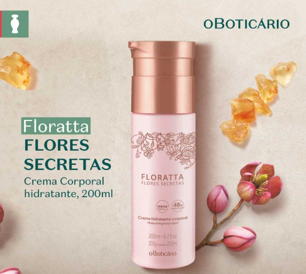Crema Hidratante Corporal Floratta Flores Secretas 200 g – Hidratación 48 h y aroma floral frutal