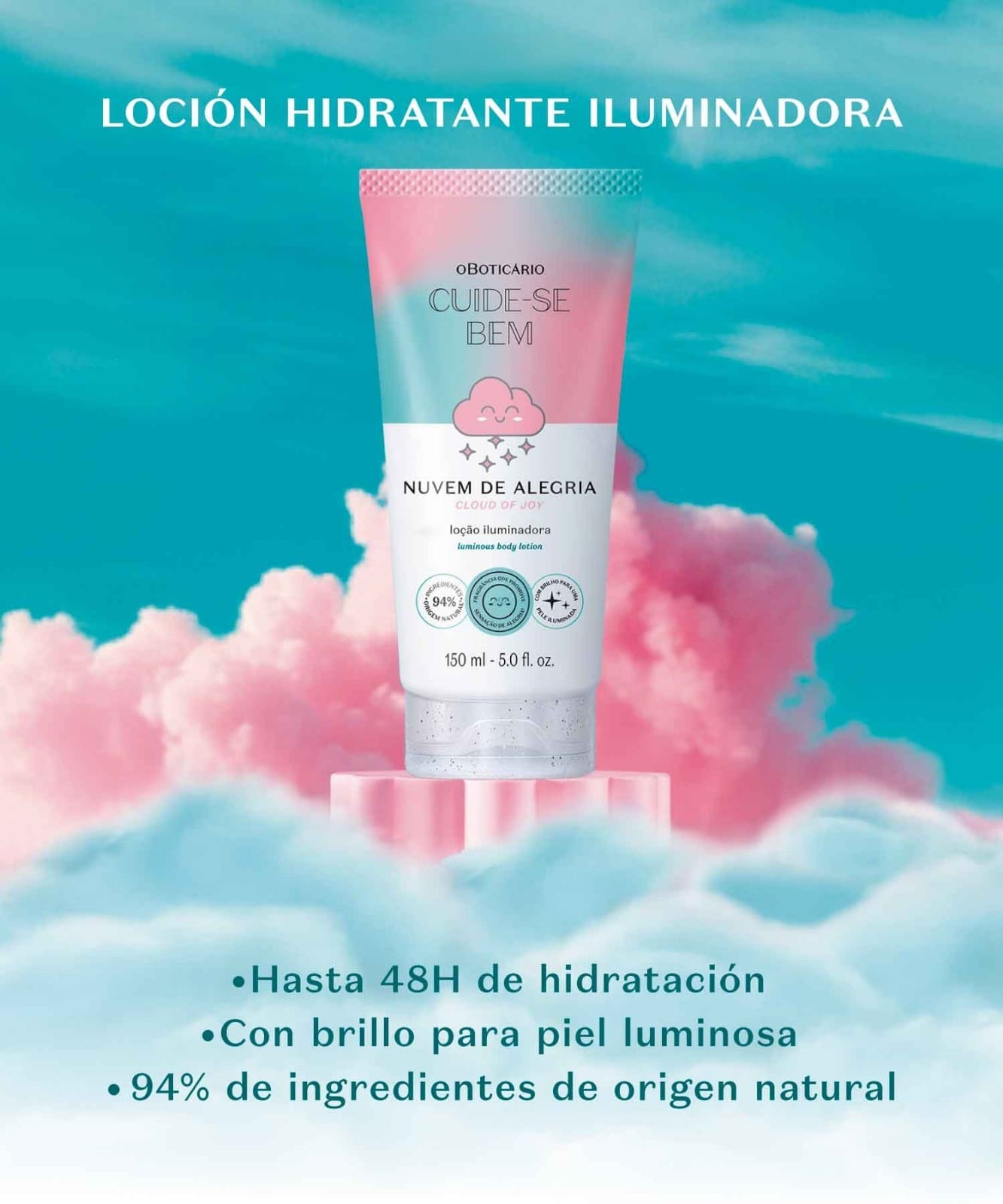 Loción Iluminadora Nuvem de Alegria 150ml Cuide-se Bem