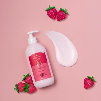 Loción Hidratante Corporal Morango e Leite 400ml Cuide-se Bem