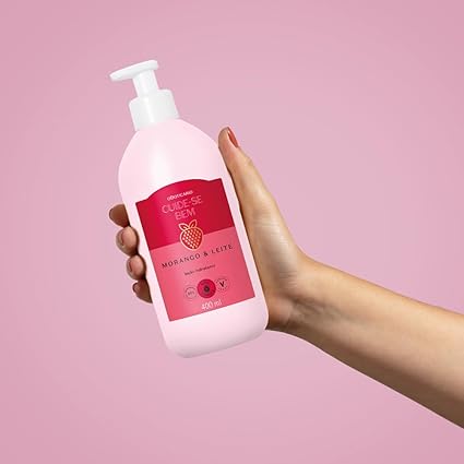 Loción Hidratante Corporal Morango e Leite 400ml Cuide-se Bem