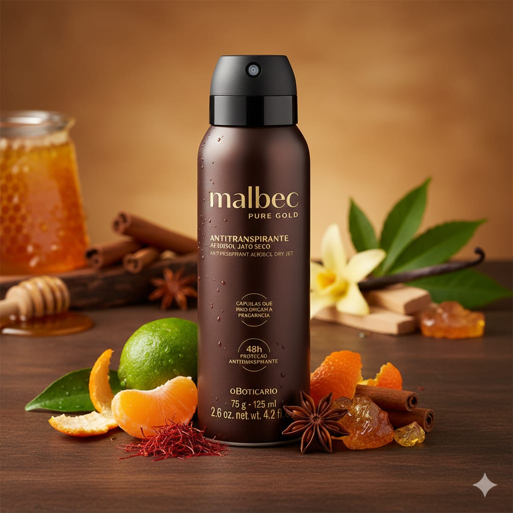 Malbec Pure Gold Desodorante 75 g – Protección masculina con aroma seductor
