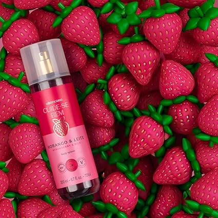 Body Splash Morango e Leite 200ml Cuide-se Bem