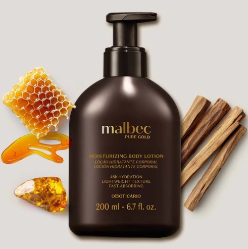 Malbec Pure Gold Hidratante Corporal 200 ml – Loción masculina nutritiva y seductora