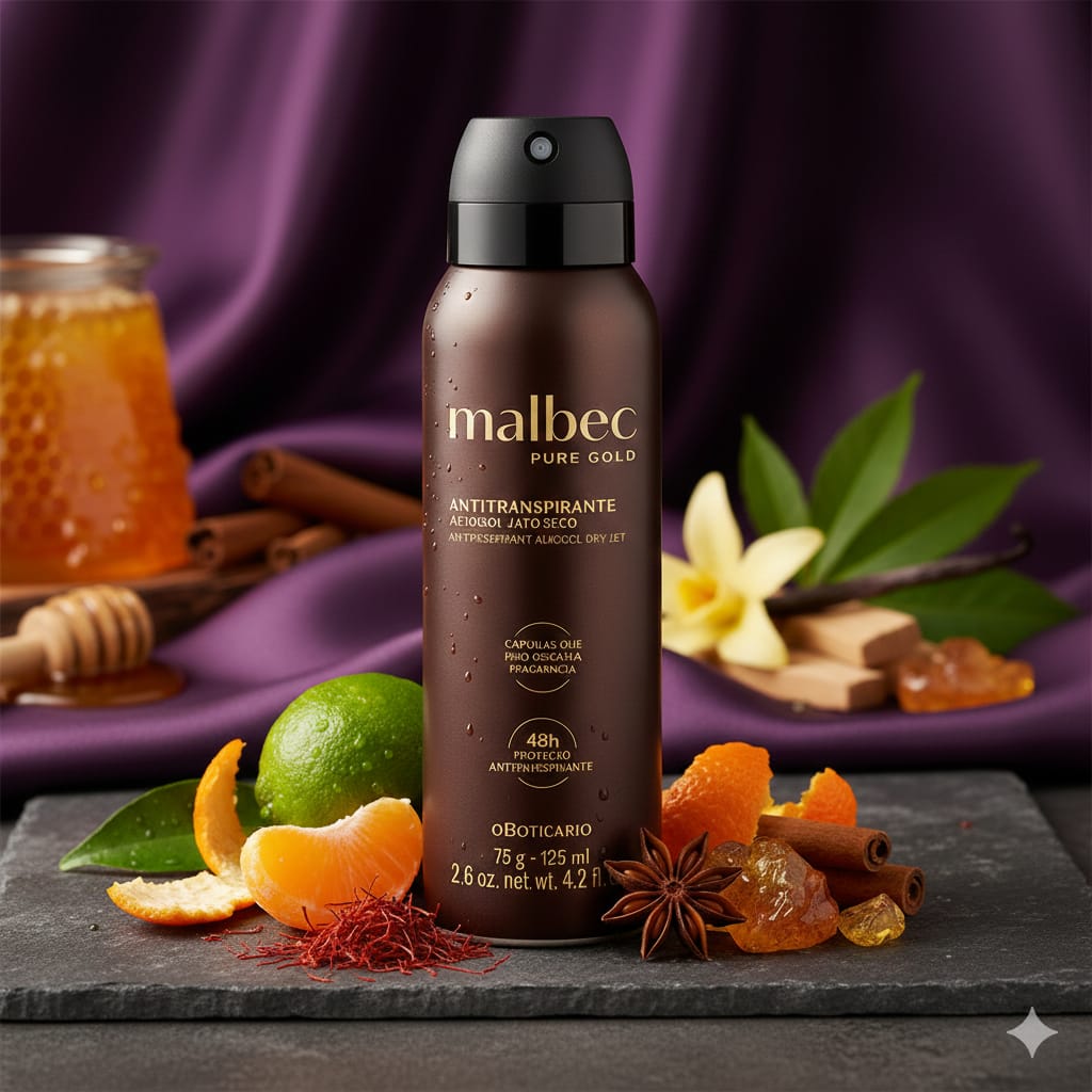 Malbec Pure Gold Desodorante 75 g – Protección masculina con aroma seductor