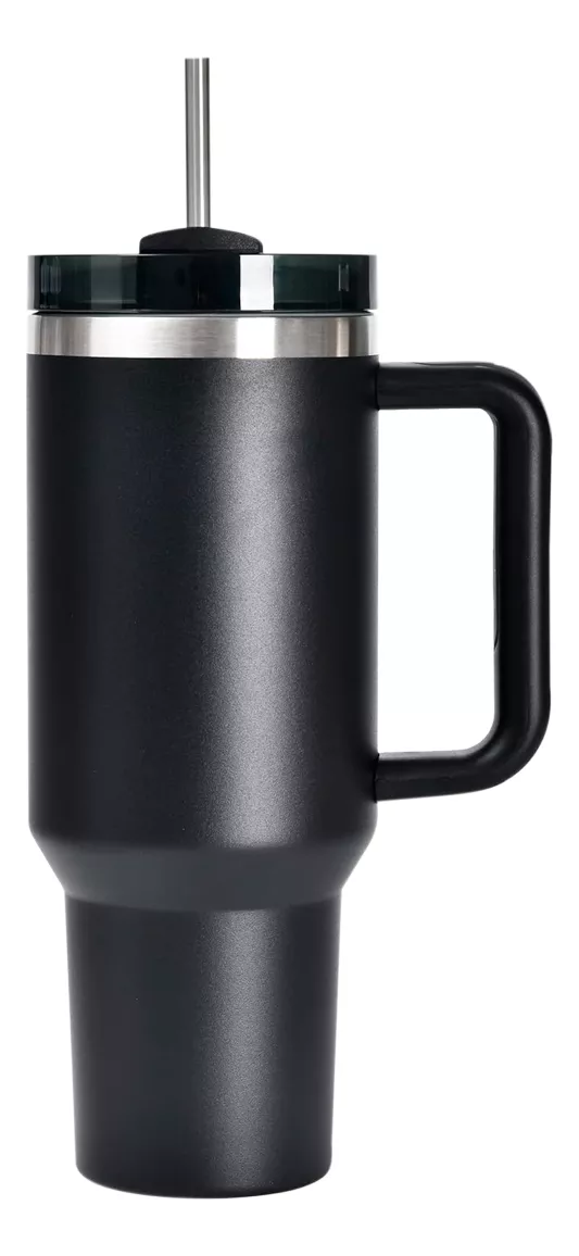 Vaso térmico negro de acero inoxidable