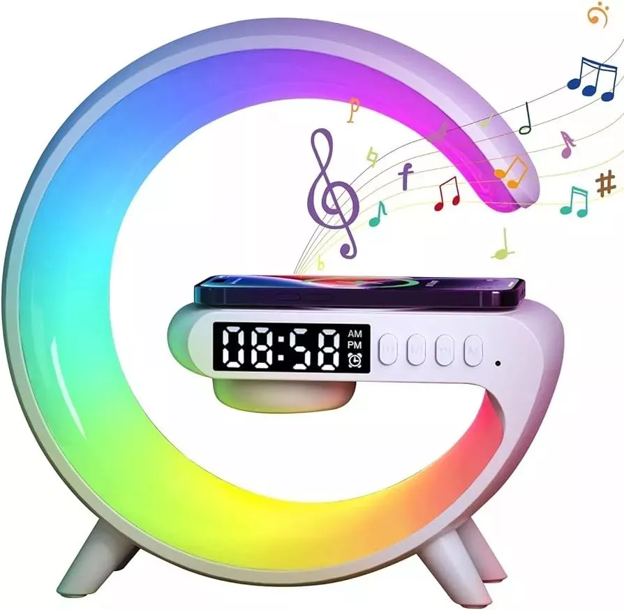 Reloj despertador con luz LED y altavoz Bluetooth