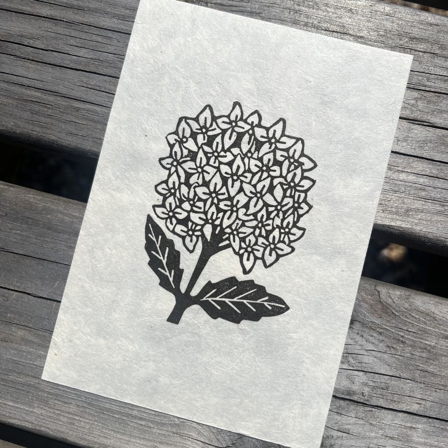 Hydrangea - A6 Lino Print
