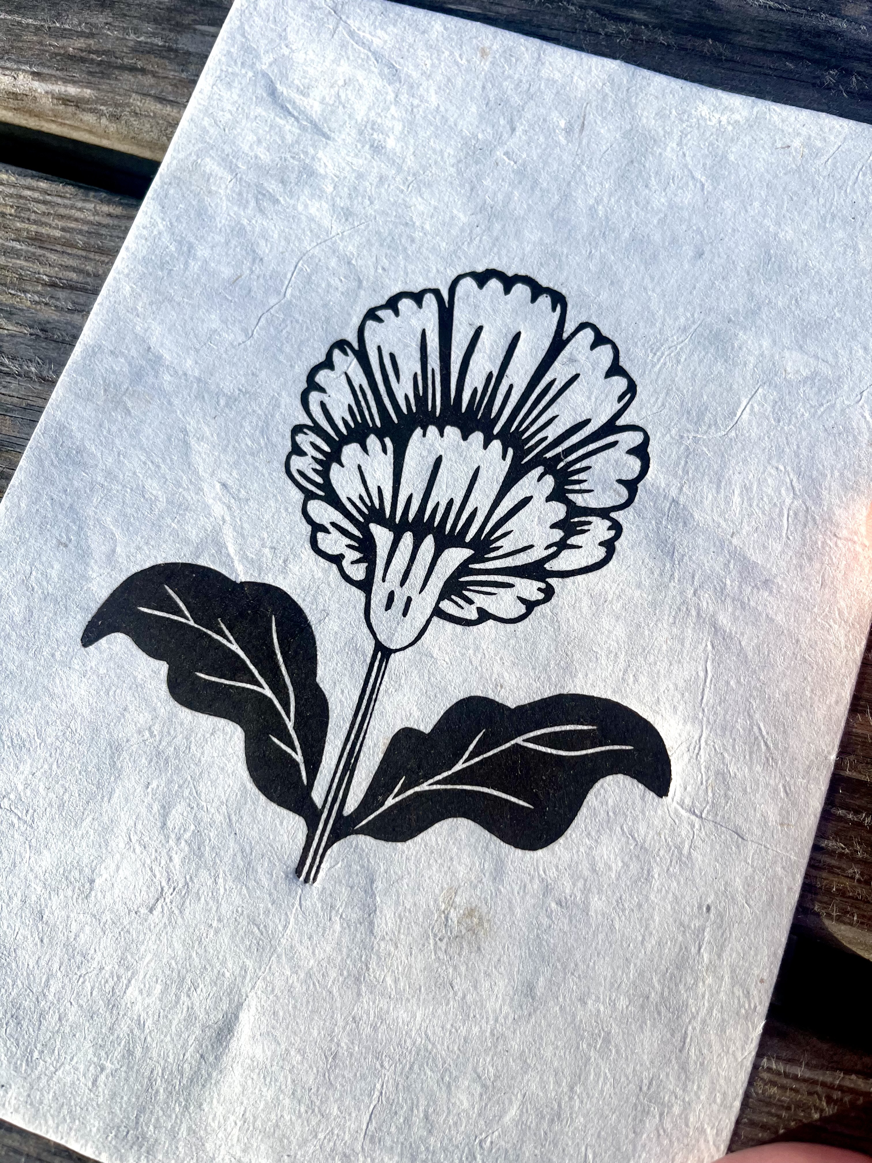 Carnation A5 Lino Print