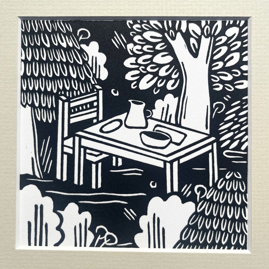 The Feast - Lino Print