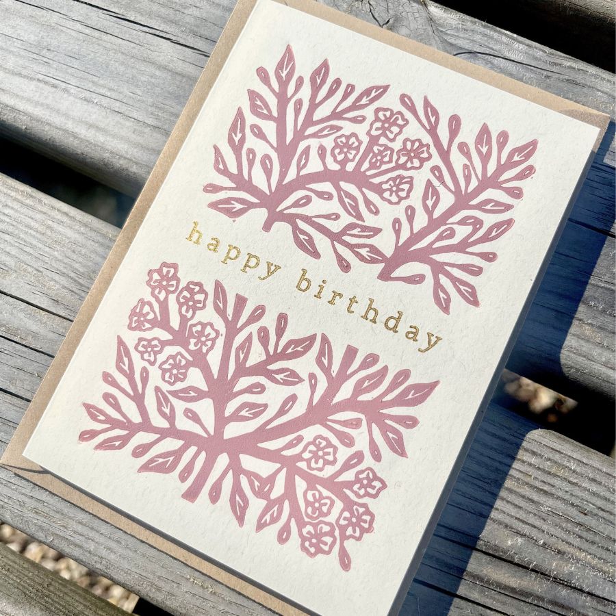 Floral Happy Birthday Greeting Card - A6