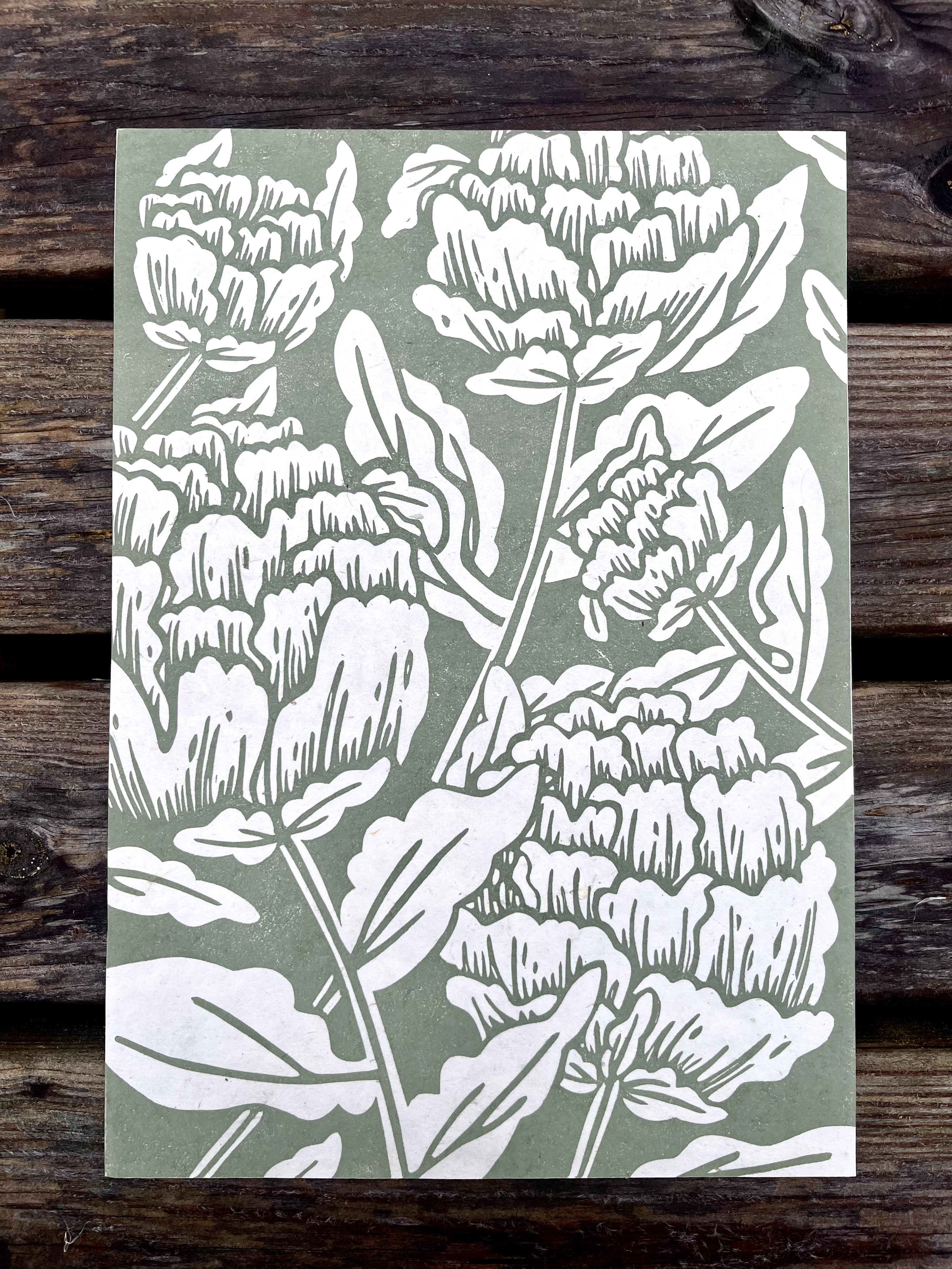 Peony A4 Lino Print