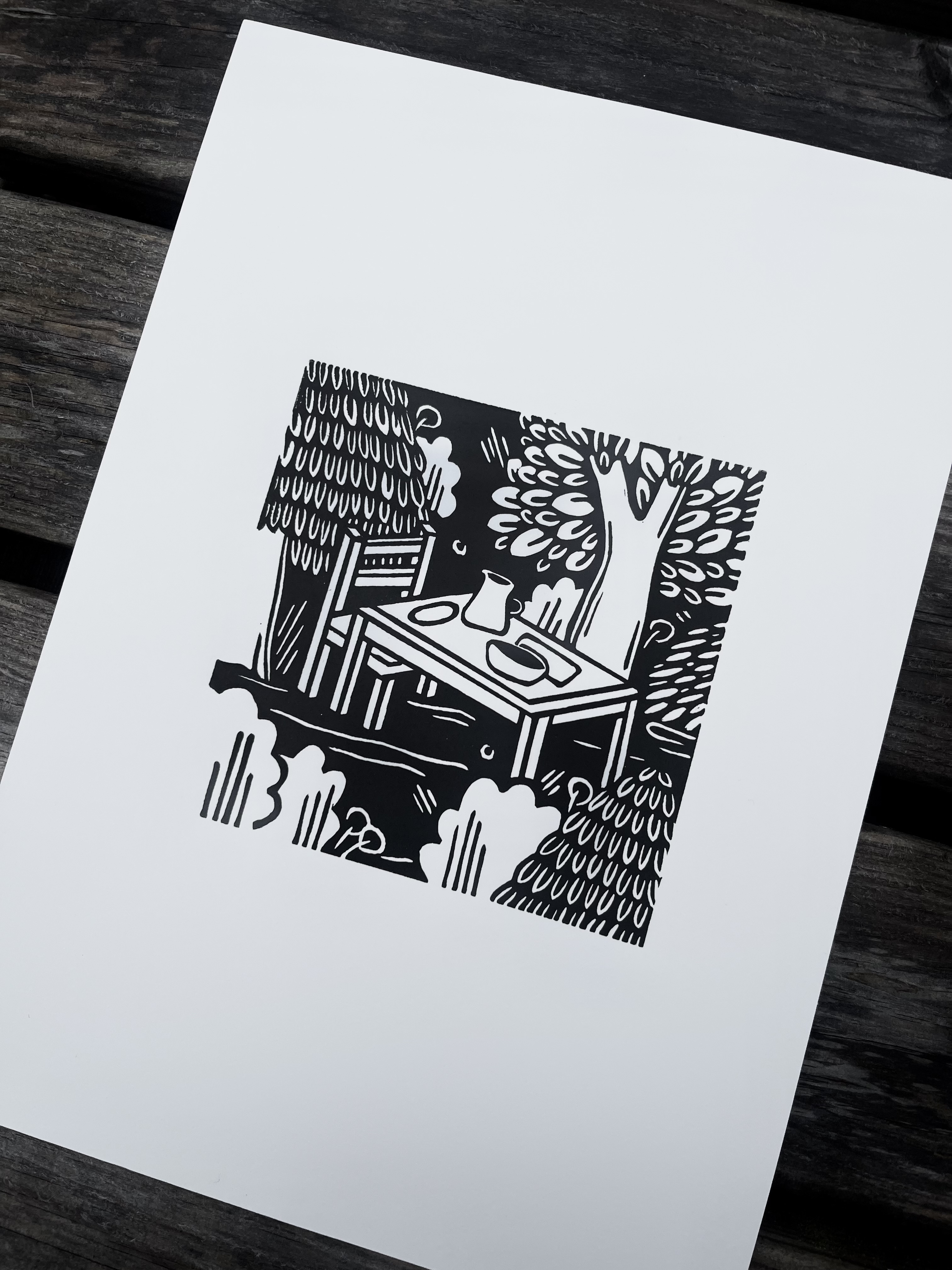 The Feast A4 Lino Print