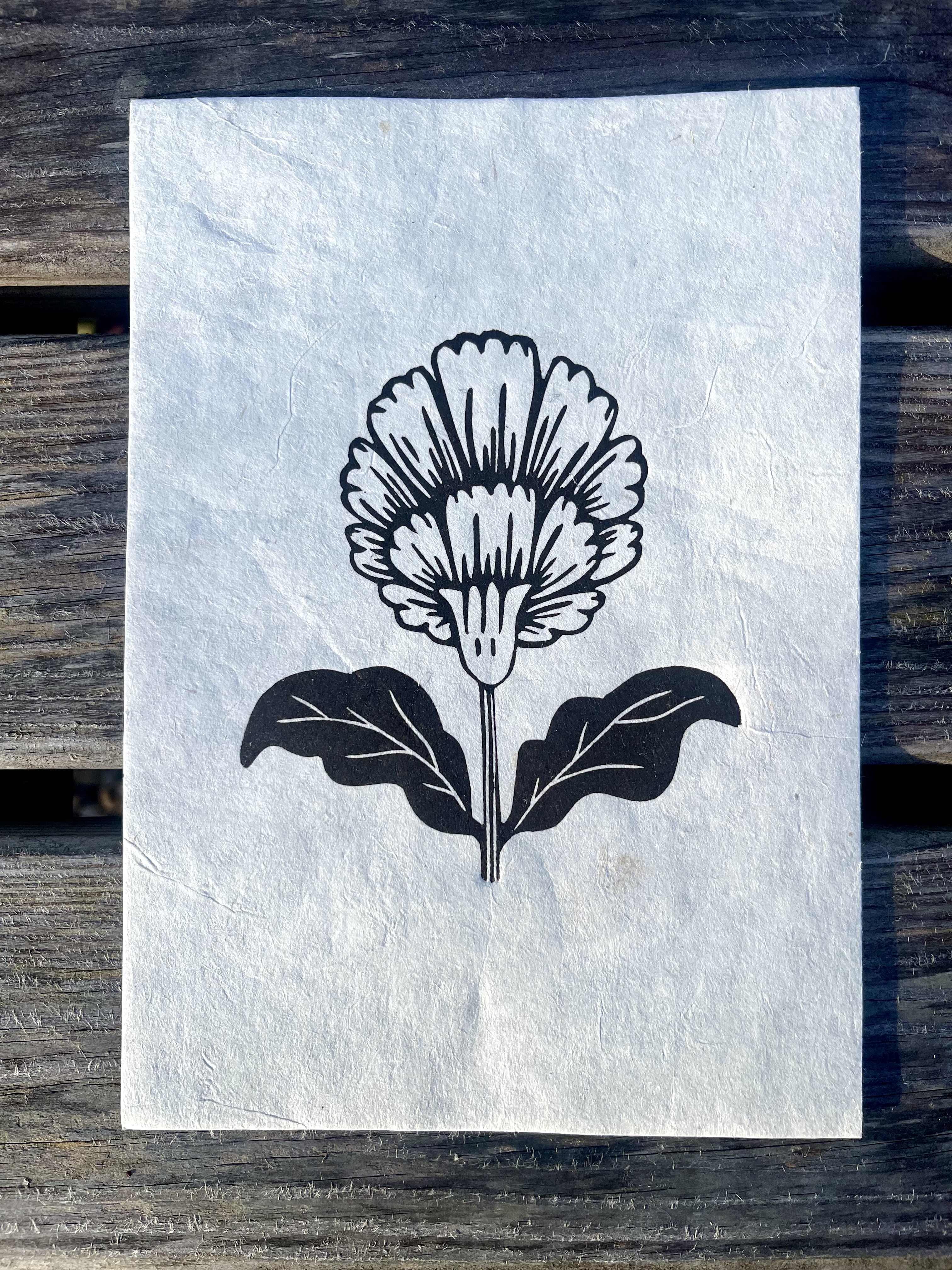 Carnation A5 Lino Print