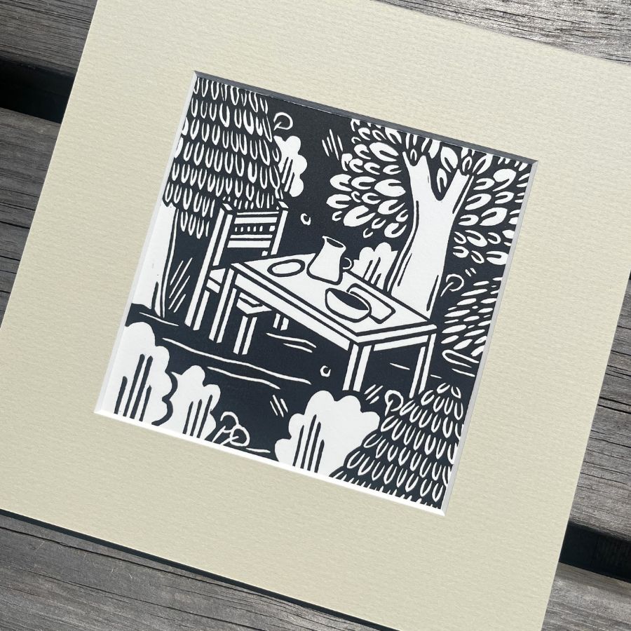 The Feast - Lino Print