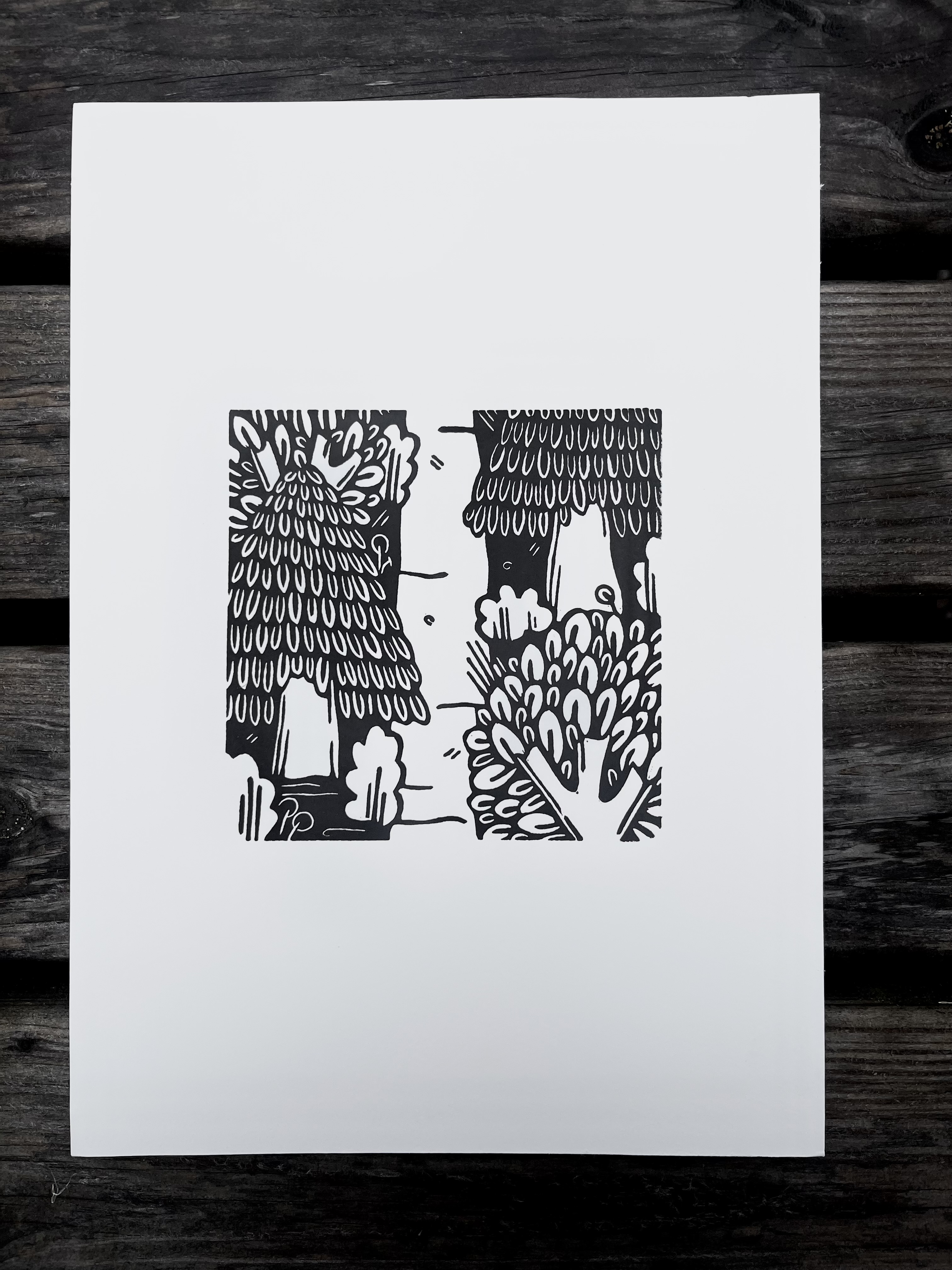 The Valley A4 Lino Print