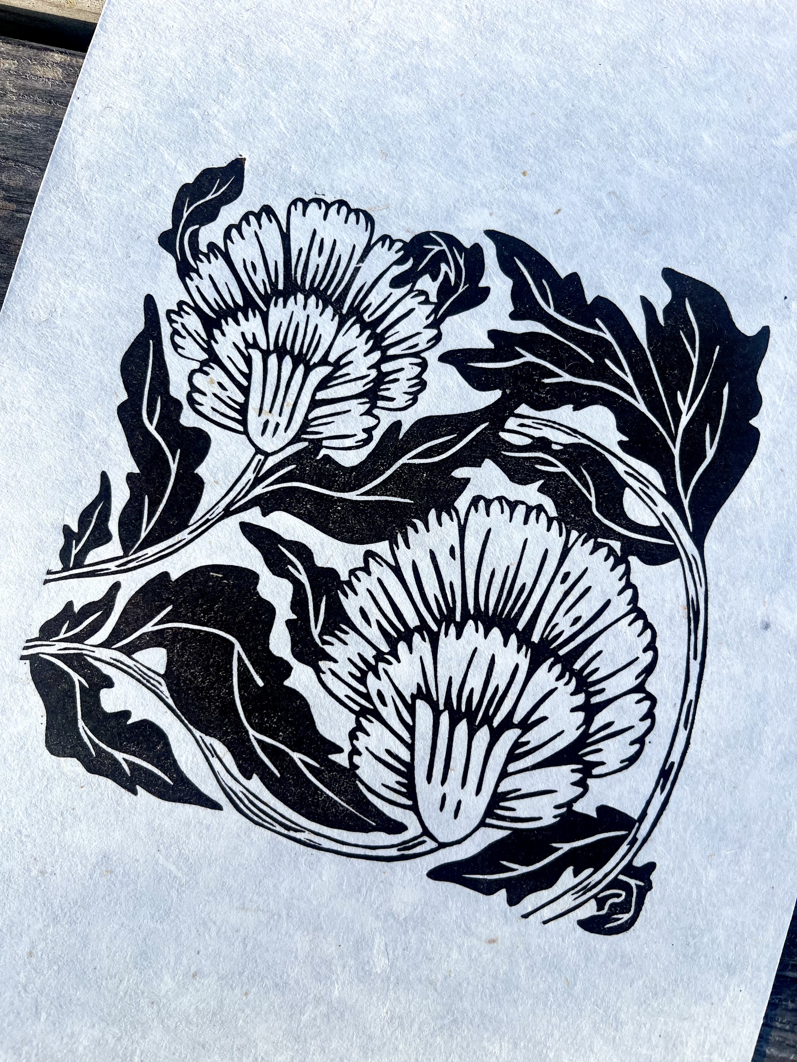 Blooming Carnation A4 Lino Print