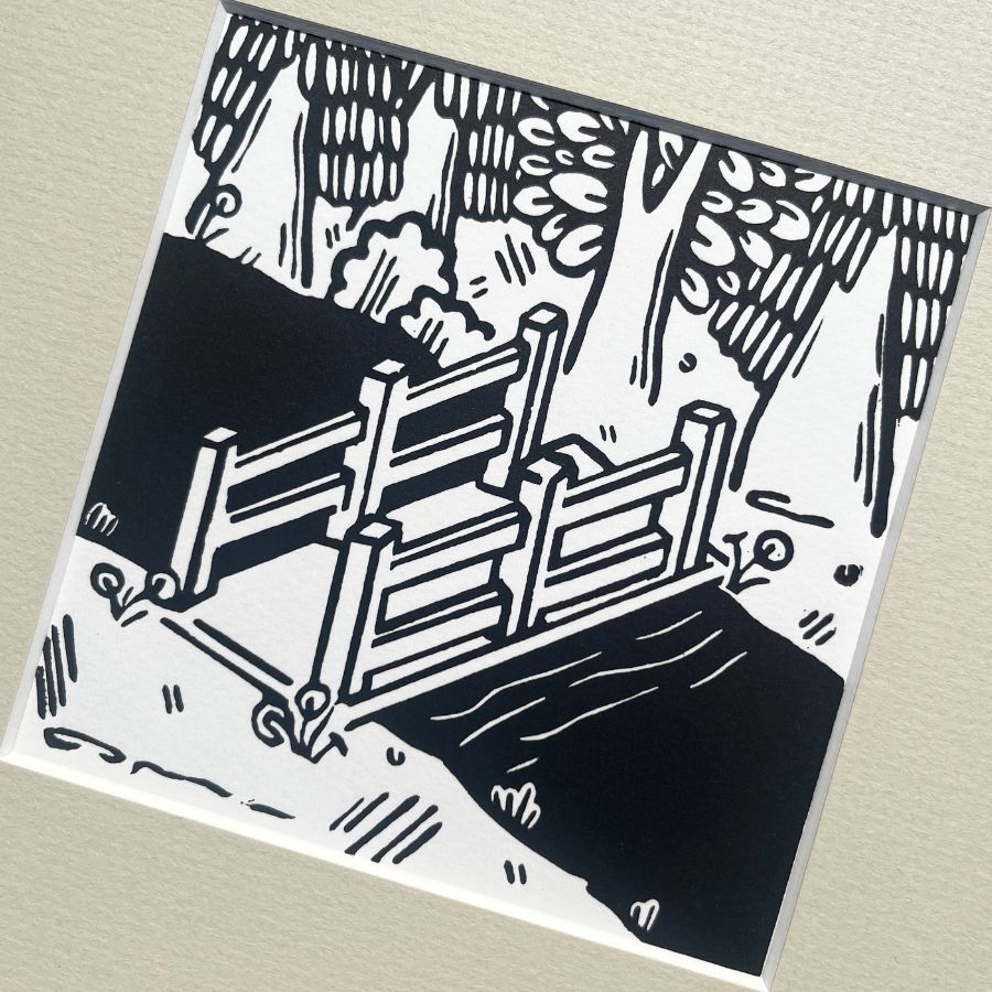 The Stream - Lino Print