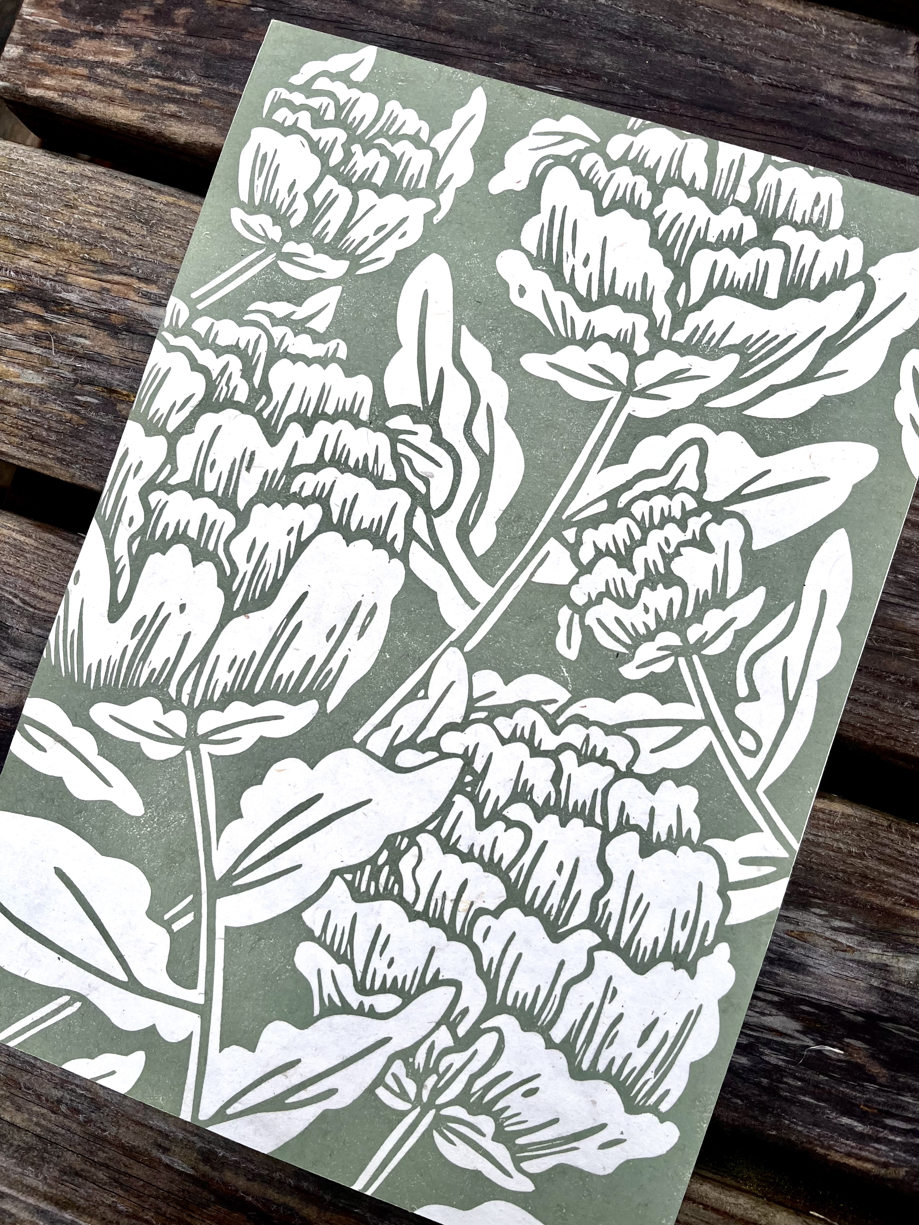 Peony A4 Lino Print